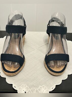 Lauren Ralph Lauren Navy Espadrille Wedge Sandals